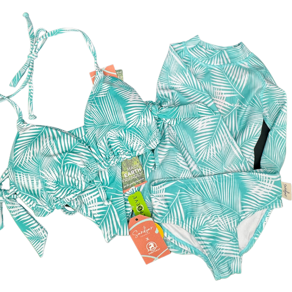 SURFGOAT Fern- Women’s SWIM Tie Bikini Top & Low Waist Tie Bottoms SET