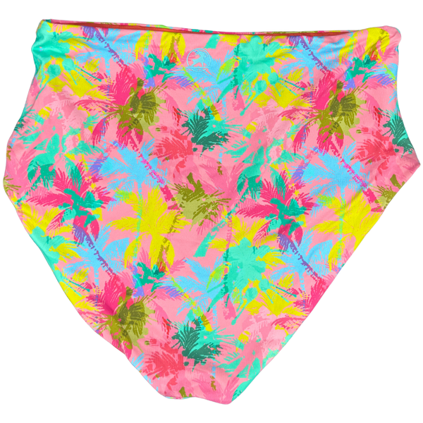 SURFGOAT Palm- Women’s SWIM Plunge Top  & High Waist REVERSIBLE bottoms SET
