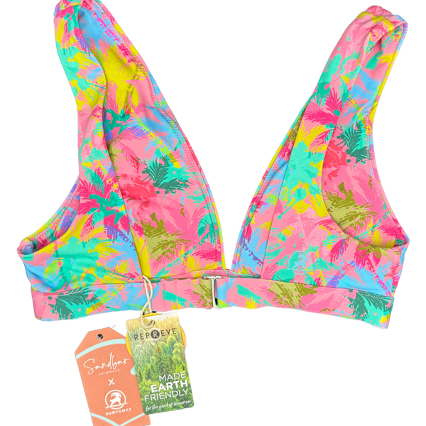 SURFGOAT Palm- Women’s SWIM Plunge Top  & High Waist REVERSIBLE bottoms SET