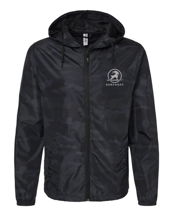 SURFGOAT Lightweight Windbreaker (Black Camo / Light Gray Logo)